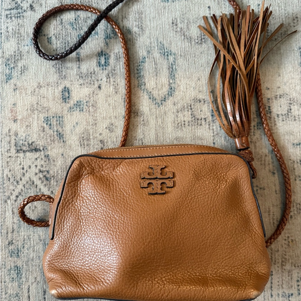 Tory Burch Women’s Tan Leather Crossbody with Tassel - Picture 3 of 3